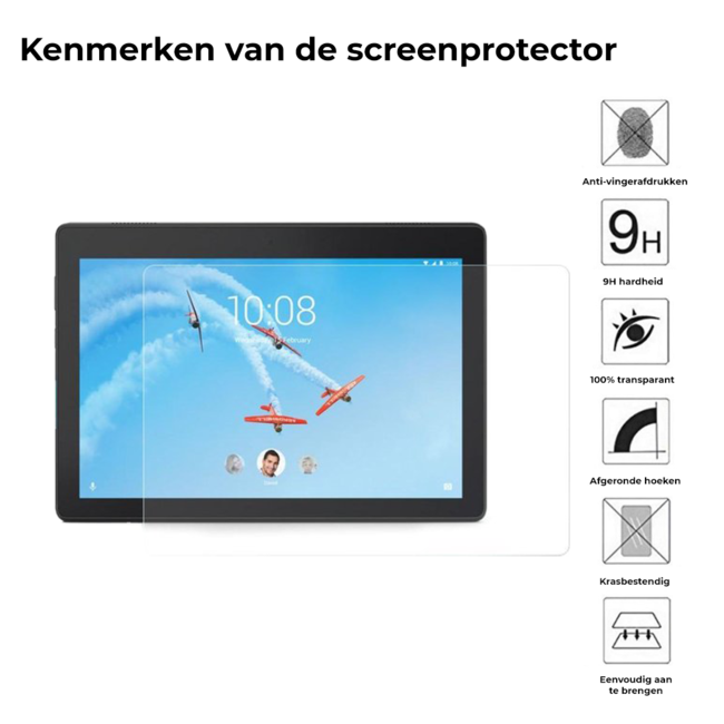 Tablet screenprotector geschikt voor Lenovo Tab E10 (TB-X104f) - Case-friendly screenprotector - 2 stuks - Tempered Glass - Transparant