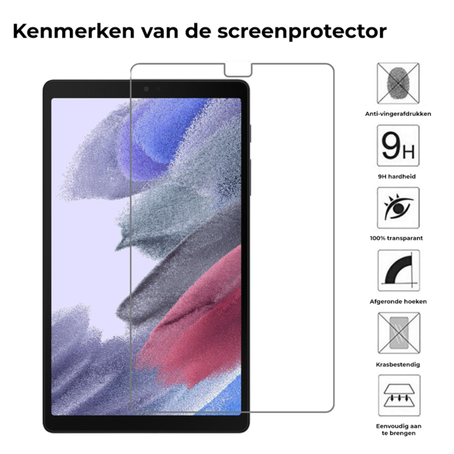Tablet screenprotector geschikt voor Samsung Galaxy Tab A7 Lite (2021) - Case-friendly screenprotector - 2 stuks - Tempered Glass - Transparant