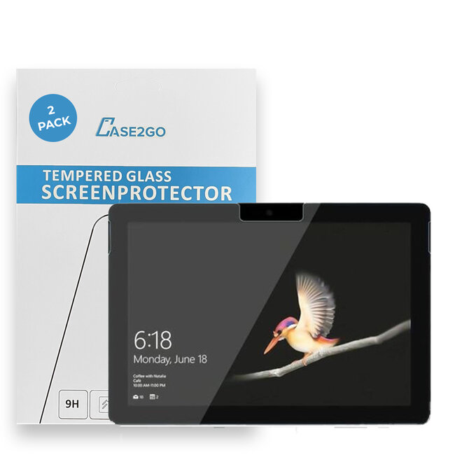 Tablet screenprotector geschikt voor Microsoft Surface Go - 2 -pack - Case-friendly screenprotector - 2 stuks - Tempered Glass - Transparant