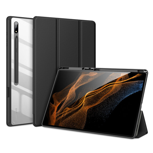 Dux Ducis - Tablet hoes geschikt voor Samsung Galaxy Tab S8 Ultra - 14.6 Inch - Toby Series - Tri-Fold Book Case  - Zwart