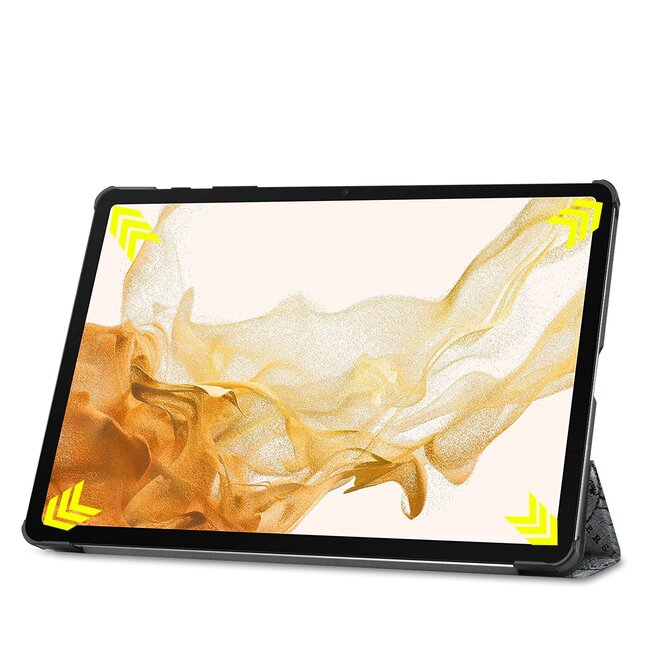 Tablet hoes & Screenprotector geschikt voor Samsung Galaxy Tab S8 Plus - 12.4 Inch - Auto Wake/Sleep functie - Eiffeltoren