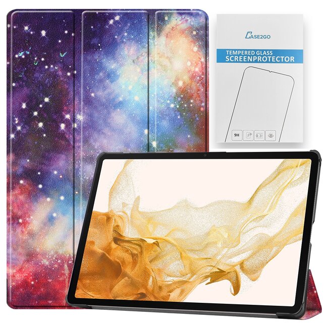 Tablet hoes & Screenprotector geschikt voor Samsung Galaxy Tab S8 Plus - 12.4 Inch - Auto Wake/Sleep functie - Galaxy