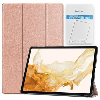 Case2go Tablet hoes & Screenprotector geschikt voor Samsung Galaxy Tab S8 Plus - 12.4 Inch - Auto Wake/Sleep functie - Rosé-Goud