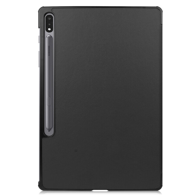 Tablet hoes & Screenprotector geschikt voor Samsung Galaxy Tab S8 Plus - 12.4 Inch - Auto Wake/Sleep functie - Zwart