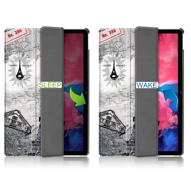 Tablet hoes & Screenprotector geschikt voor Lenovo Tab P11 - 11 Inch - Auto Wake/Sleep functie - Eiffeltoren