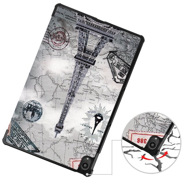 Tablet hoes & Screenprotector geschikt voor Lenovo Tab P11 - 11 Inch - Auto Wake/Sleep functie - Eiffeltoren