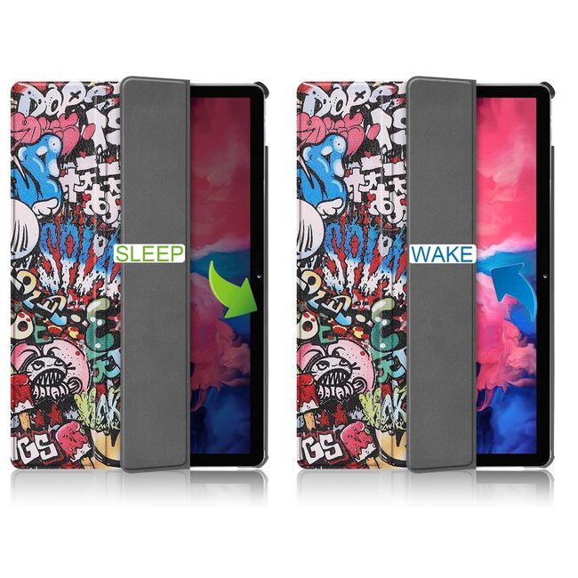 Tablet hoes & Screenprotector geschikt voor Lenovo Tab P11 - 11 Inch - Auto Wake/Sleep functie - Graffiti