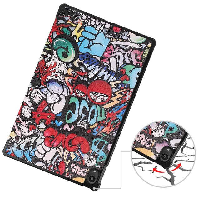 Tablet hoes & Screenprotector geschikt voor Lenovo Tab P11 - 11 Inch - Auto Wake/Sleep functie - Graffiti