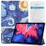 Tablet hoes & Screenprotector geschikt voor Lenovo Tab P11 - 11 Inch - Auto Wake/Sleep functie - Sterrenhemel