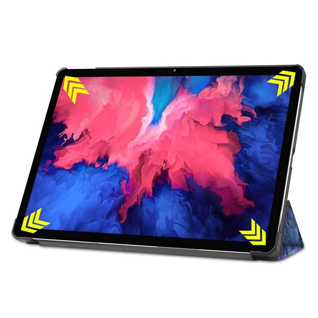 Tablet hoes & Screenprotector geschikt voor Lenovo Tab P11 - 11 Inch - Auto Wake/Sleep functie - Sterrenhemel