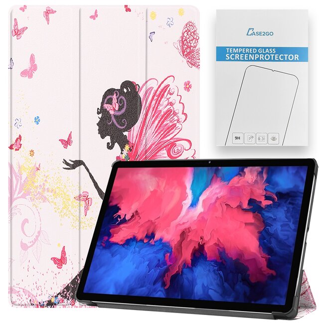 Tablet hoes & Screenprotector geschikt voor Lenovo Tab P11 - 11 Inch - Auto Wake/Sleep functie - Flower Fee