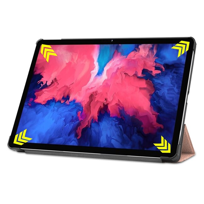 Tablet hoes & Screenprotector geschikt voor Lenovo Tab P11 - 11 Inch - Auto Wake/Sleep functie - Rosé-Goud