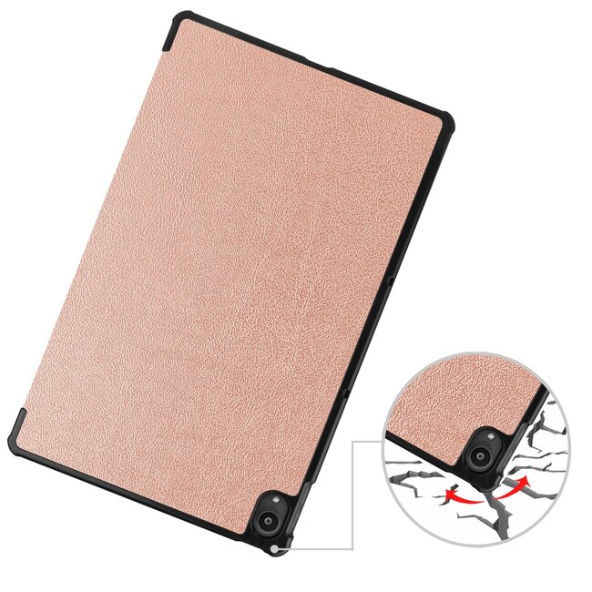 Tablet hoes & Screenprotector geschikt voor Lenovo Tab P11 - 11 Inch - Auto Wake/Sleep functie - Rosé-Goud