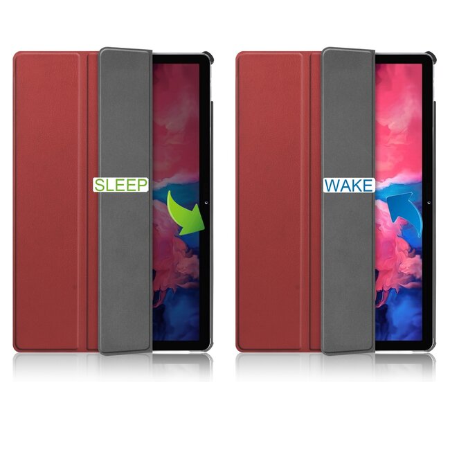 Tablet hoes & Screenprotector geschikt voor Lenovo Tab P11 - 11 Inch - Auto Wake/Sleep functie - Donker Rood