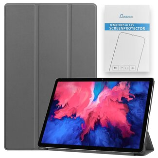 Case2go Tablet hoes & Screenprotector geschikt voor Lenovo Tab P11 - 11 Inch - Auto Wake/Sleep functie - Grijs