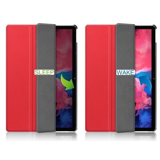 Tablet hoes & Screenprotector geschikt voor Lenovo Tab P11 - 11 Inch - Auto Wake/Sleep functie - Rood