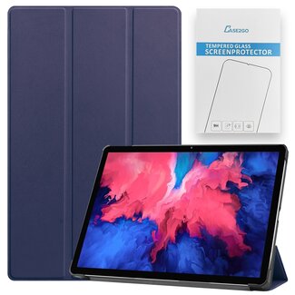 Case2go Tablet hoes & Screenprotector geschikt voor Lenovo Tab P11 - 11 Inch - Auto Wake/Sleep functie - Donker Blauw