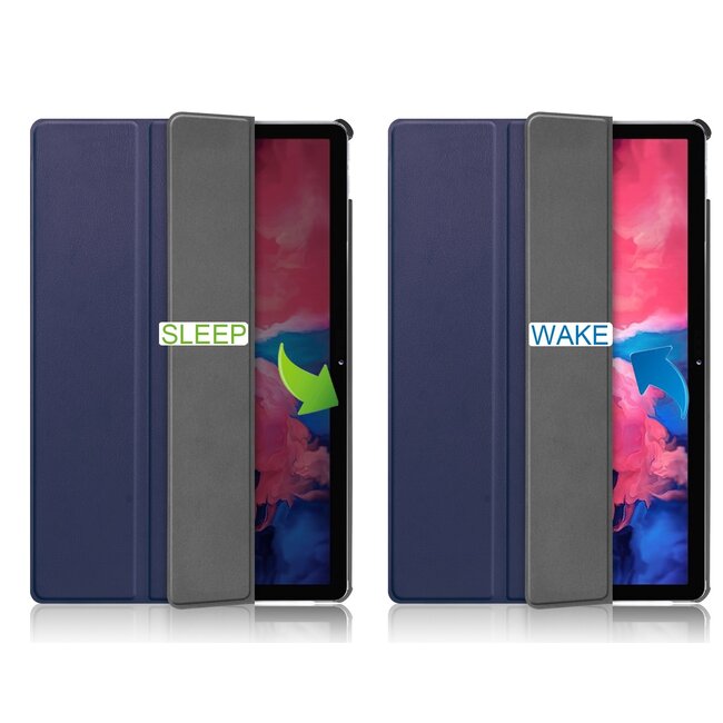 Tablet hoes & Screenprotector geschikt voor Lenovo Tab P11 - 11 Inch - Auto Wake/Sleep functie - Donker Blauw