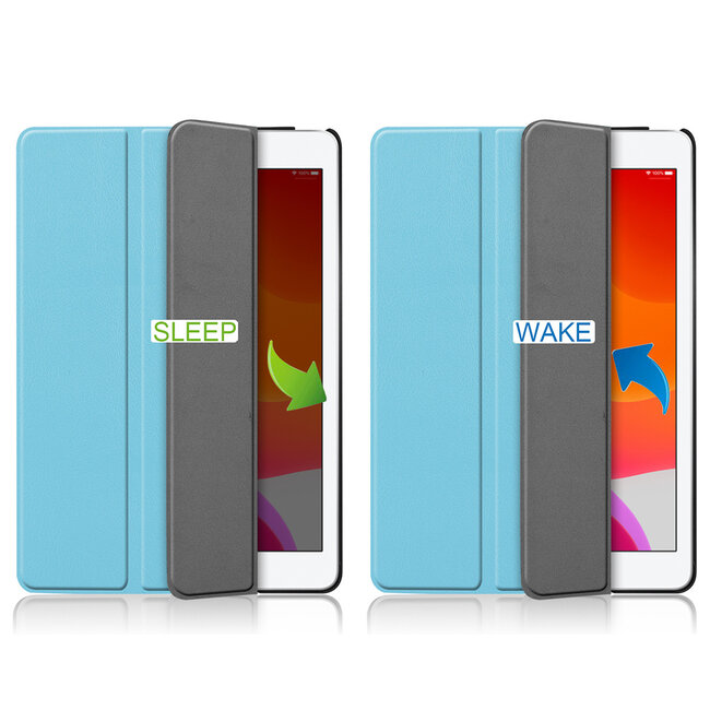 Tablet Hoes & Screenprotector voor iPad (2021, 2020 & 2019) tablet hoes en screenprotector - 2 in 1 cover - 10.2 inch - Tri-Fold Book Case - Licht Blauw