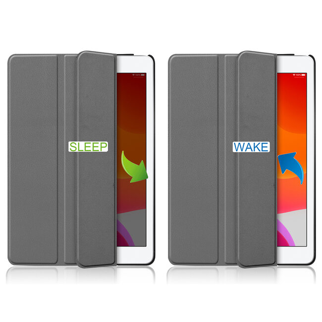 Tablet Hoes & Screenprotector voor iPad (2021, 2020 & 2019) tablet hoes en screenprotector - 2 in 1 cover - 10.2 inch - Tri-Fold Book Case - Grijs