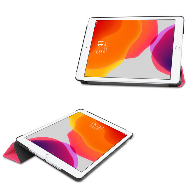 Tablet Hoes & Screenprotector voor iPad (2021, 2020 & 2019) tablet hoes en screenprotector - 2 in 1 cover - 10.2 inch - Tri-Fold Book Case - Magenta