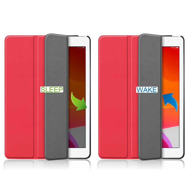 Tablet Hoes & Screenprotector voor iPad (2021, 2020 & 2019) tablet hoes en screenprotector - 2 in 1 cover - 10.2 inch - Tri-Fold Book Case - Rood