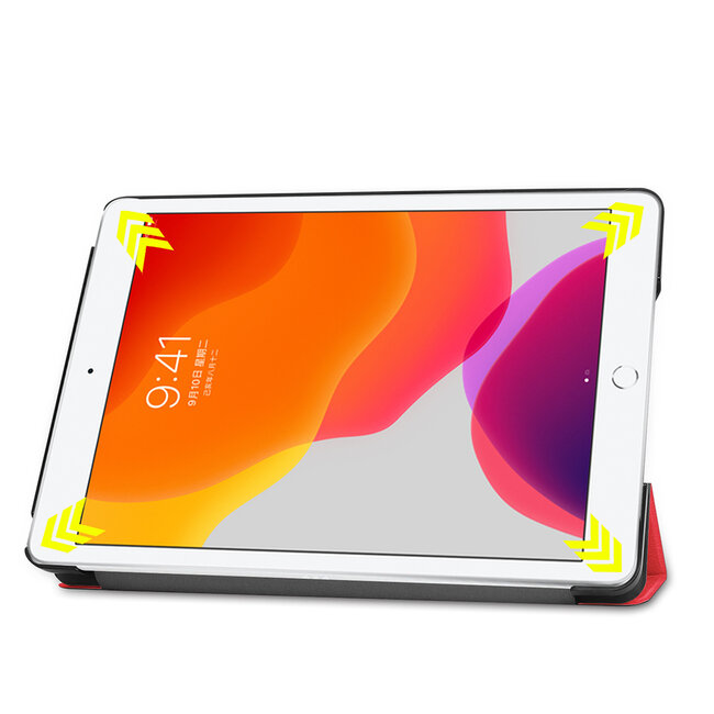 Tablet Hoes & Screenprotector voor iPad (2021, 2020 & 2019) tablet hoes en screenprotector - 2 in 1 cover - 10.2 inch - Tri-Fold Book Case - Rood