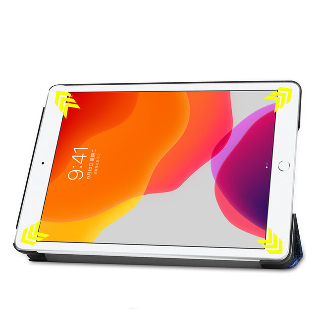 Tablet Hoes & Screenprotector voor iPad (2021, 2020 & 2019) tablet hoes en screenprotector - 2 in 1 cover - 10.2 inch - Tri-Fold Book Case - Sterrenhemel