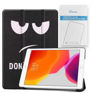 Case2go Tablet Hoes & Screenprotector voor iPad (2021, 2020 & 2019) tablet hoes en screenprotector - 2 in 1 cover - 10.2 inch - Tri-Fold Book Case - Don't touch me