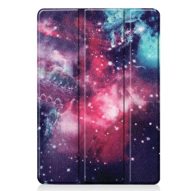 Tablet Hoes & Screenprotector voor iPad (2021, 2020 & 2019) tablet hoes en screenprotector - 2 in 1 cover - 10.2 inch - Tri-Fold Book Case - Galaxy