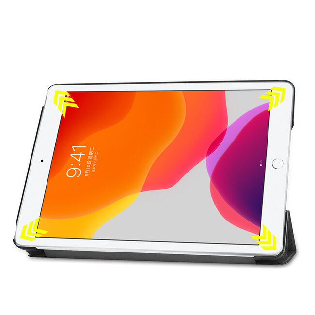 Tablet Hoes & Screenprotector voor iPad (2021, 2020 & 2019) tablet hoes en screenprotector - 2 in 1 cover - 10.2 inch - Tri-Fold Book Case - Zwart