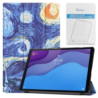 Case2go Tablet hoes & Screenprotector geschikt voor Lenovo Tab M10 (TB-X306F) - 10.1 Inch - Auto Wake/Sleep functie - Sterrenhemel