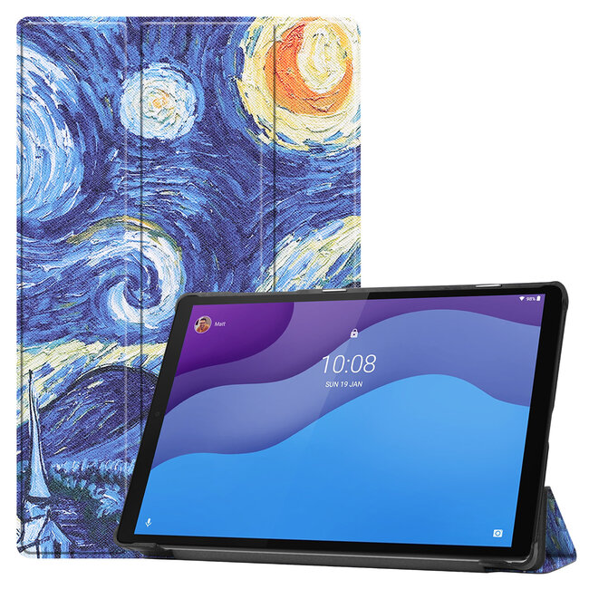 Tablet hoes & Screenprotector geschikt voor Lenovo Tab M10 (TB-X306F) - 10.1 Inch - Auto Wake/Sleep functie - Sterrenhemel