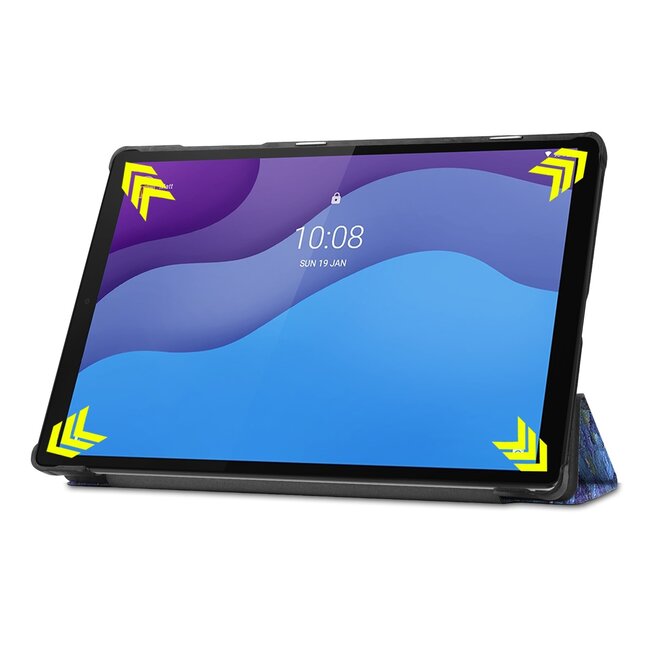 Tablet hoes & Screenprotector geschikt voor Lenovo Tab M10 (TB-X306F) - 10.1 Inch - Auto Wake/Sleep functie - Sterrenhemel