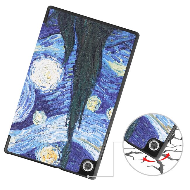 Tablet hoes & Screenprotector geschikt voor Lenovo Tab M10 (TB-X306F) - 10.1 Inch - Auto Wake/Sleep functie - Sterrenhemel