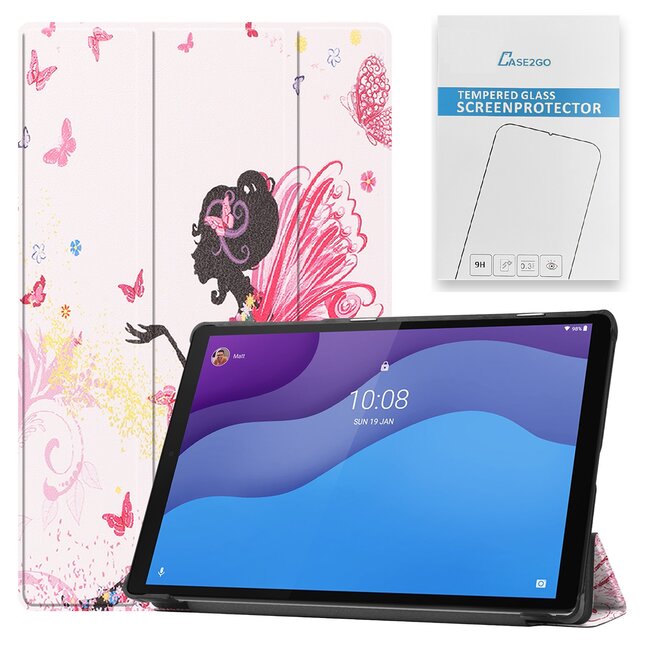 Tablet hoes & Screenprotector geschikt voor Lenovo Tab M10 (TB-X306F) - 10.1 Inch - Auto Wake/Sleep functie - Flower Fee