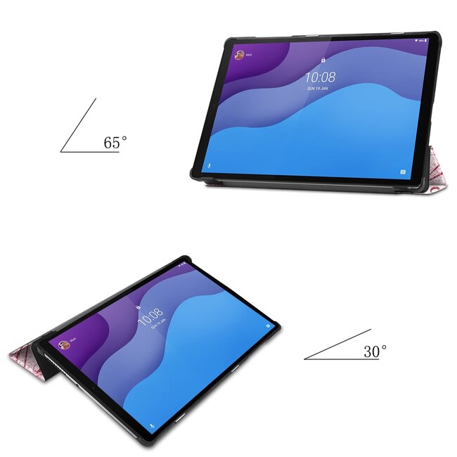Tablet hoes & Screenprotector geschikt voor Lenovo Tab M10 (TB-X306F) - 10.1 Inch - Auto Wake/Sleep functie - Flower Fee
