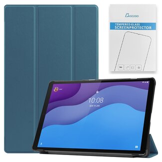 Case2go Tablet hoes & Screenprotector geschikt voor Lenovo Tab M10 (TB-X306F) - 10.1 Inch - Auto Wake/Sleep functie - Cyaan