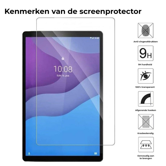 Tablet hoes & Screenprotector geschikt voor Lenovo Tab M10 (TB-X306F) - 10.1 Inch - Auto Wake/Sleep functie - Cyaan