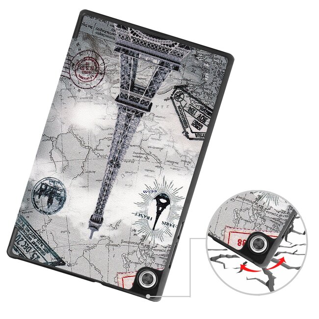 Tablet hoes & Screenprotector geschikt voor Lenovo Tab M10 (TB-X306F) - 10.1 Inch - Auto Wake/Sleep functie - Eiffeltoren