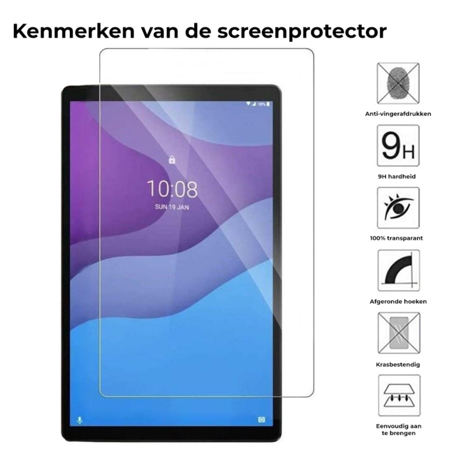 Tablet hoes & Screenprotector geschikt voor Lenovo Tab M10 (TB-X306F) - 10.1 Inch - Auto Wake/Sleep functie - Witte Bloesem