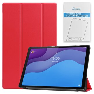 Case2go Tablet hoes & Screenprotector geschikt voor Lenovo Tab M10 (TB-X306F) - 10.1 Inch - Auto Wake/Sleep functie - Rood