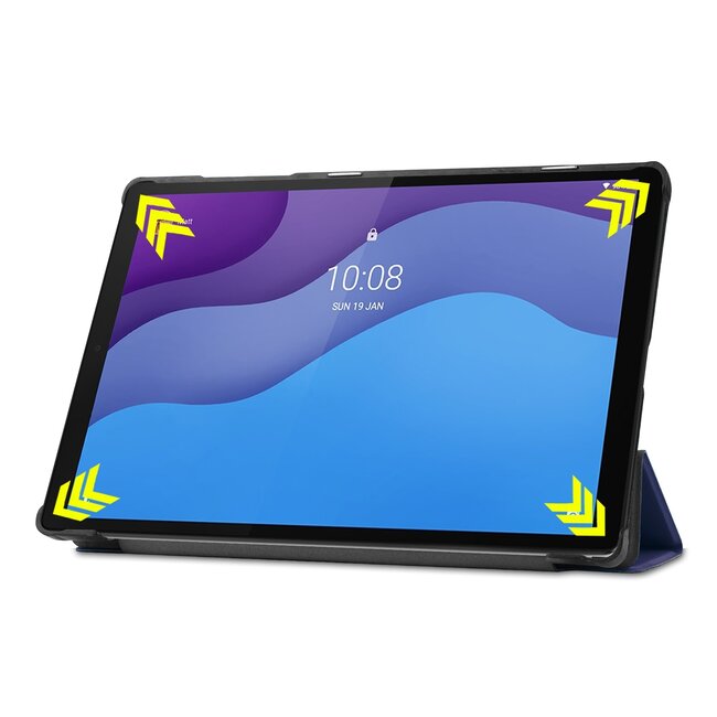 Tablet hoes & Screenprotector geschikt voor Lenovo Tab M10 (TB-X306F) - 10.1 Inch - Auto Wake/Sleep functie - Donker Blauw