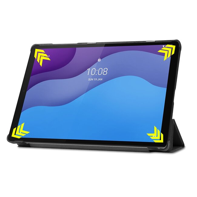Tablet hoes & Screenprotector geschikt voor Lenovo Tab M10 (TB-X306F) - 10.1 Inch - Auto Wake/Sleep functie - Zwart