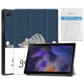 Case2go Tablet hoes & Screenprotector geschikt voor Samsung Galaxy Tab A8 - 10.5 Inch - Auto Wake/Sleep functie - Good Night