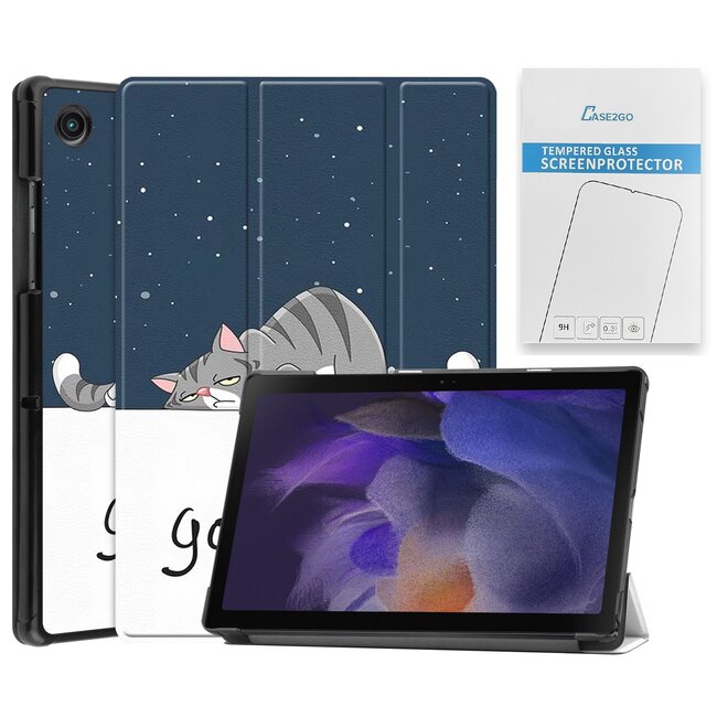 Tablet hoes & Screenprotector geschikt voor Samsung Galaxy Tab A8 - 10.5 Inch - Auto Wake/Sleep functie - Good Night