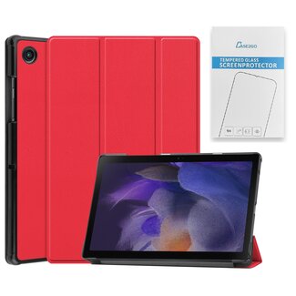 Case2go Tablet hoes & Screenprotector geschikt voor Samsung Galaxy Tab A8 - 10.5 Inch - Auto Wake/Sleep functie - Rood