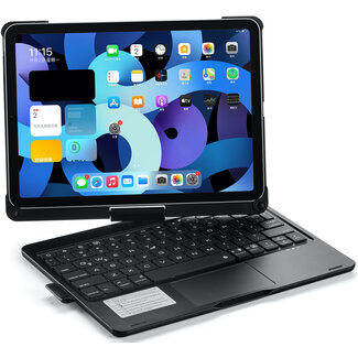 Case2go Case2go - Bluetooth Toetsenbord hoes geschikt voor Apple iPad Air 11 (2024) / Apple iPad Air 10.9 (2022) - QWERTY - Toetsenbord verlichting en Touchpad - 360 graden draaibaar -Zwart