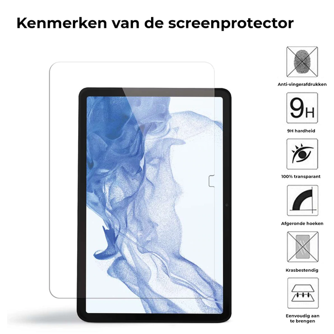 Tablet screenprotector geschikt voor Samsung Galaxy Tab S8 (2022) - Case-friendly screenprotector - 2 stuks - Tempered Glass - Transparant