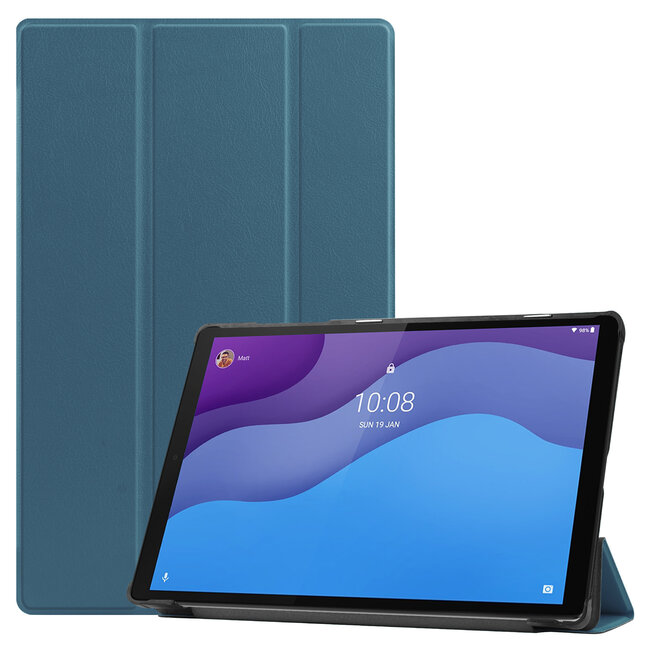 Tablet hoes & 2-Pack Screenprotector geschikt voor Lenovo Tab M10 - 10.1 Inch - Auto Wake/Sleep functie - Cyaan
